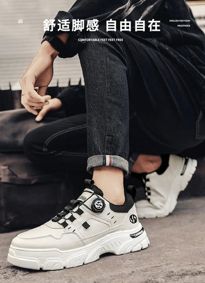 Sneakers Man Spring Trend Hot Sale Comfort Soft Soled Casual Shoes for Fashion Rotating Button Male Work Boots Zapatillas Hombre