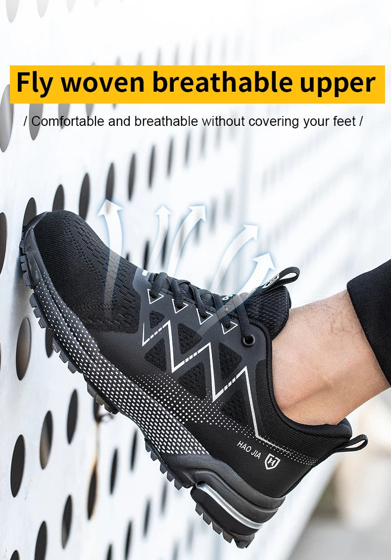 ZLMY Fashion Safety Shoes Men Steel Toe Sneaker Puncture Proof Work Boots Anti-smash Man Safety Boots Male Industrial Work Shoes