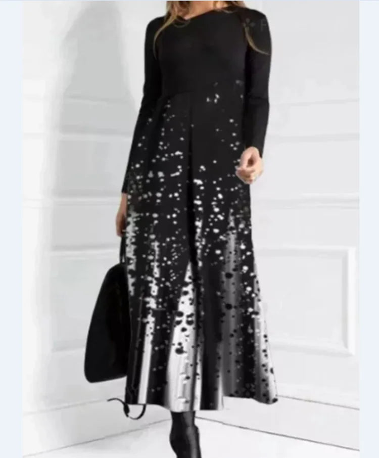 Vintage Women Long Dress V-Neck A-Line Dress 2024 Autumn Elegant Long Sleeves Slim Party Dresses Ladies Casual Loose Vestidos