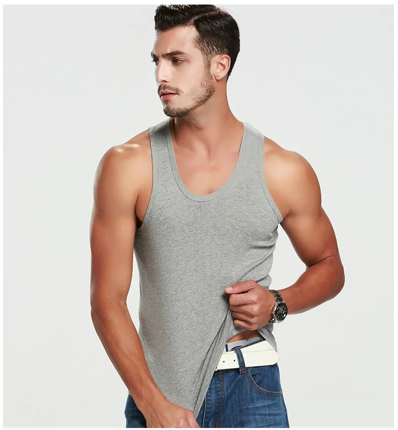 1 Piece Men's Cotton Sports Skinny Vest Teenagers Leisure Joker Sleeveless T Men's Fitness Training Simple Top