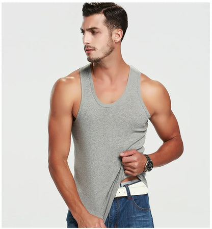 1 Piece Men's Cotton Sports Skinny Vest Teenagers Leisure Joker Sleeveless T Men's Fitness Training Simple Top