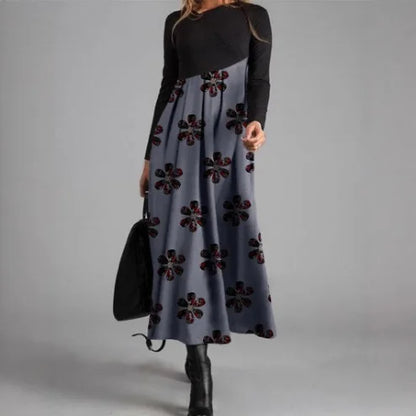 Vintage Women Long Dress V-Neck A-Line Dress 2024 Autumn Elegant Long Sleeves Slim Party Dresses Ladies Casual Loose Vestidos