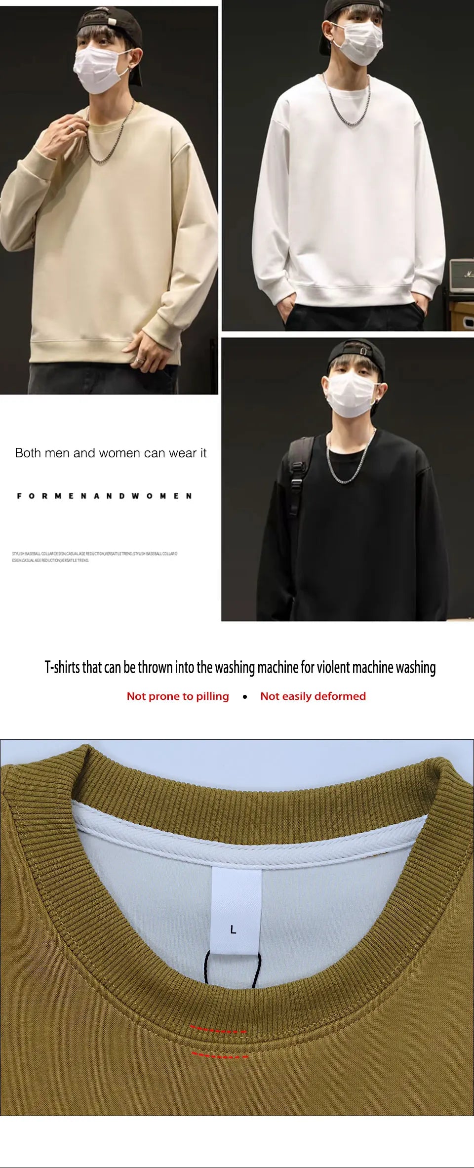 400g Heavy Weight Round Necked Sweatshirts Loose Solid Color  for Spring Autumn Men women's Casual Sports Top Pullover M-4XL