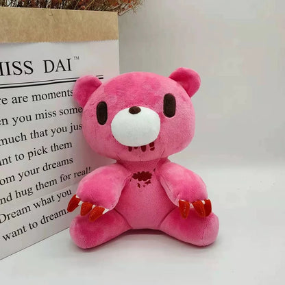 24cm Gloomy Bear Plush Toy Bloodthirsty Pink Bear Plushie Doll Animal Teddy Stuffed Toy Pillow for Kids Birthday Christmas Gift