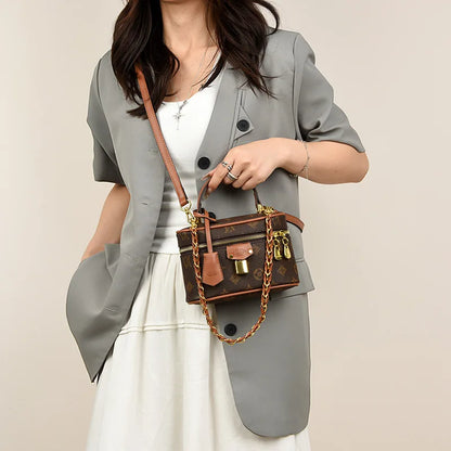 Structured Box Bucket Bag for Women Minimalist Crossbody Purse Elegant Shoulder Hand