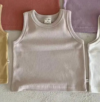2025 Summer New Baby Sleeveless T Shirts Thin Cotton Boys Versatile Breathable Vest Infant Toddler Girl Comfortable Casual Tops