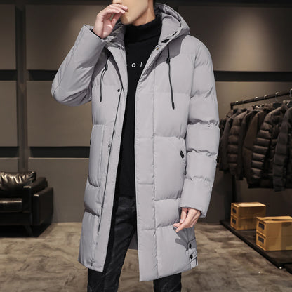 Cotton jacket men's winter thick medium long style men's decoration body trend business cotton jacket men's coat
