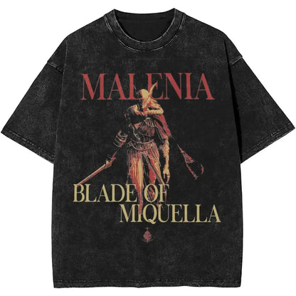 New Arrival Short Sleeved Round Neck Y2k Tshirt Men Clothing New in Top & Tees Mens T-Shirt Malenia Blade Of Miquella Washed