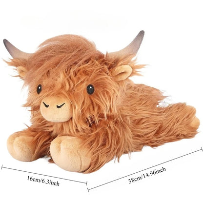 Kawaii Lying Highland Cow Plush Toy Soft Stuffed Animals Doll Highland Cow Puppet Cute Plushie Kawaii Xmas Gifts Home Decor