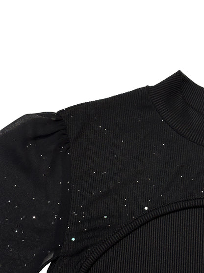 Sexy Women's Stand Collar Cape Mini Dress Sequins Sparkling Club Party Night Out Fitted Bodycon Elegant Autumn Winter