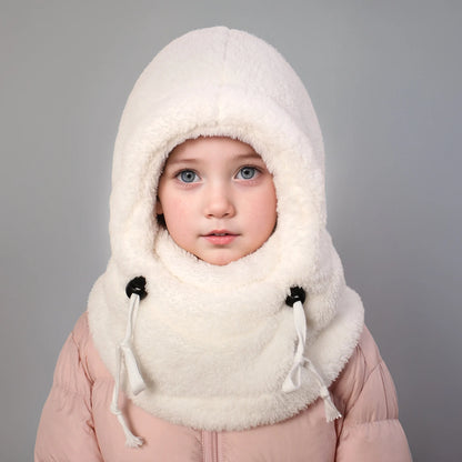 4-14Y Kids' Warm Ear-Protecting Neck Warmer Hat, Thickened Winter Ski Cycling Face Mask Windproof Beanie