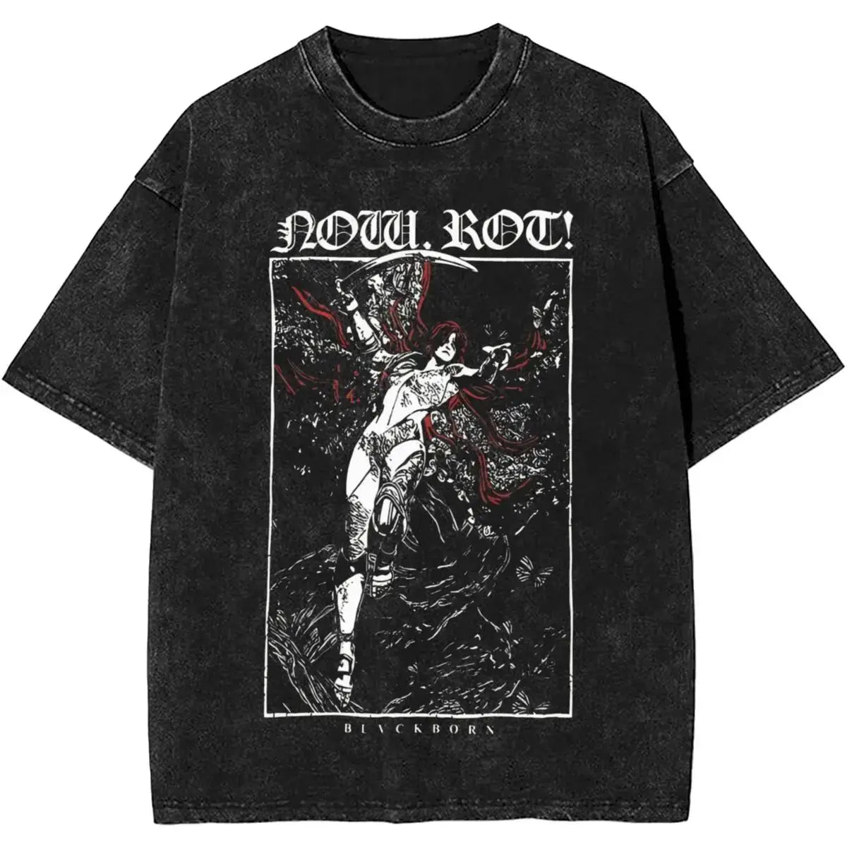 New Arrival Short Sleeved Round Neck Y2k Tshirt Men Clothing New in Top & Tees Mens T-Shirt Malenia Blade Of Miquella Washed