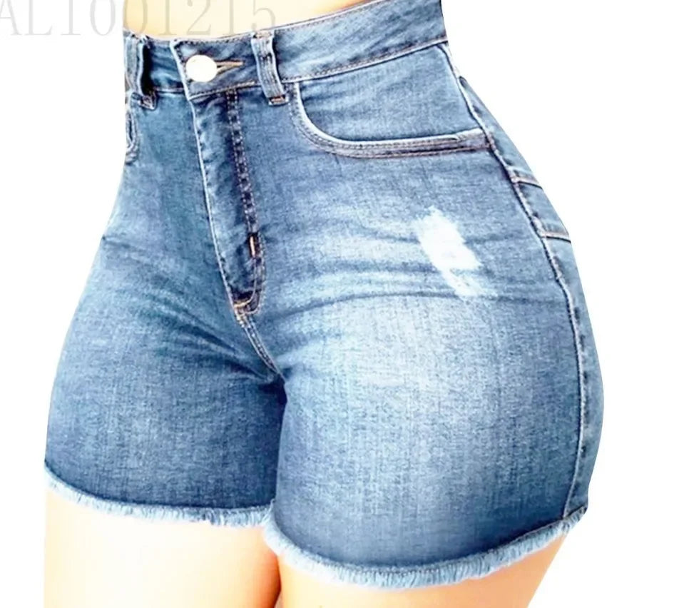 Shorts Denim Washed Women Jeans Tassel Solid High Waist Pockets Sexy Skinny Distressed 2025 Vintage Streetwear Spliced