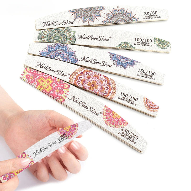 3/5pcs Lot New Nail File Flower Printed Nail Buffer Colorful Lime A Ongle 80/100/150/180/240 Professional Manicure Tools Uñas