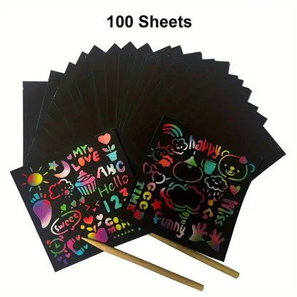 Dazzling Scratch Painting Parent Child Interactive Toys Note Cards Handmade Painting