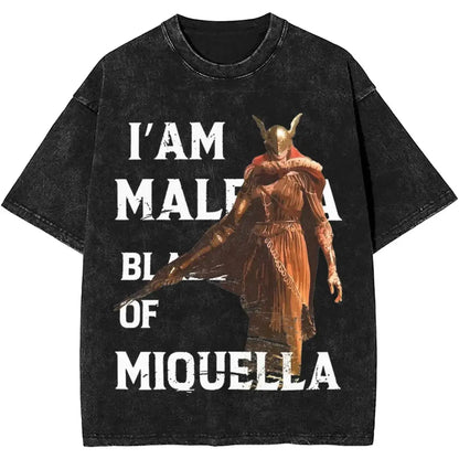 New Arrival Short Sleeved Round Neck Y2k Tshirt Men Clothing New in Top & Tees Mens T-Shirt Malenia Blade Of Miquella Washed