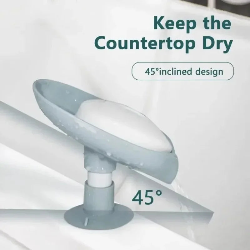 Drain Soap Holder Leaf Shape Soap Box Suction Cup Tray Drying Rack for Shower Sponge Container Kitchen Bathroom Accessories