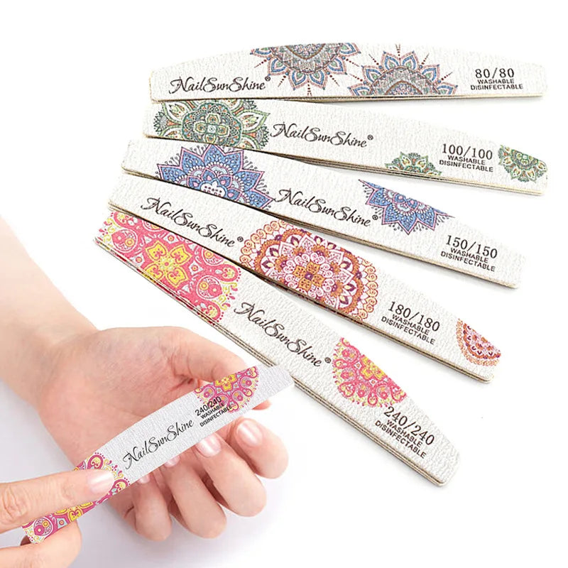 3/5pcs Lot New Nail File Flower Printed Nail Buffer Colorful Lime A Ongle 80/100/150/180/240 Professional Manicure Tools Uñas