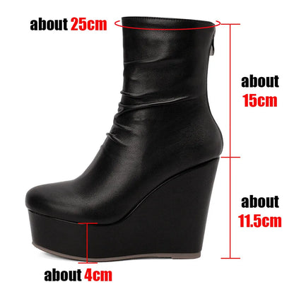 Big Size 35-43 Brand New Ladies Platform Ankle Boots Fashion Zip Wedges High Heels Boots Women 2022 Party Office Shoes Woman