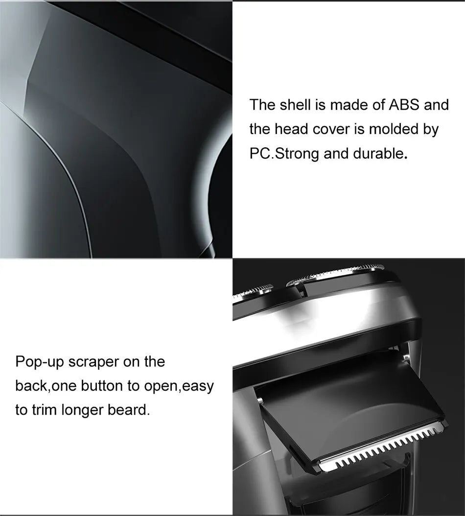 Blackstone Electrical Rotary Shaver for Men 3D Floating Blade Washable USB Rechargeable Shaving Beard Machine