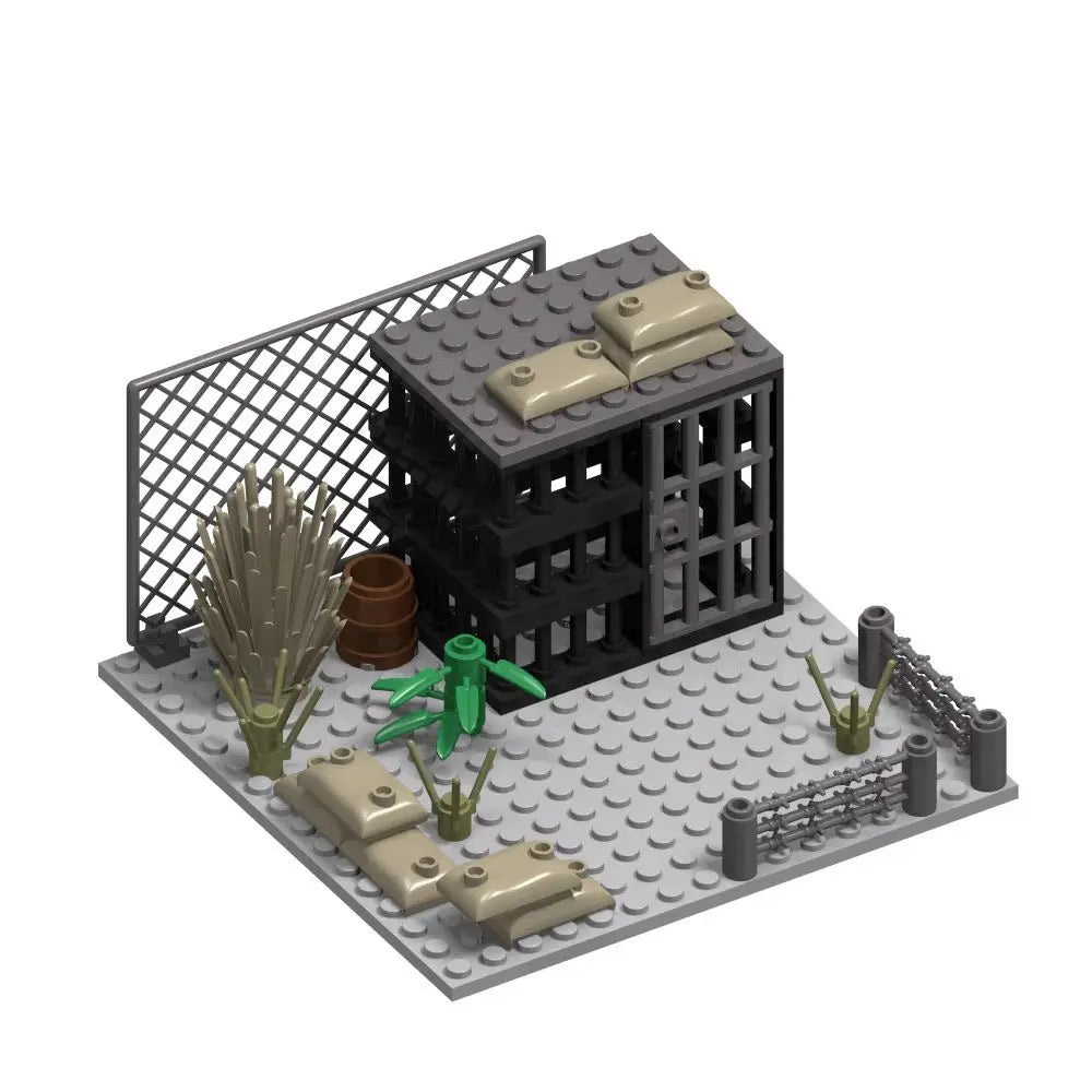 WW2 Military Army Soldiers World War 2 Military Base Observation Tower Model Assemble Building Blocks Bricks Children's DIY Toys