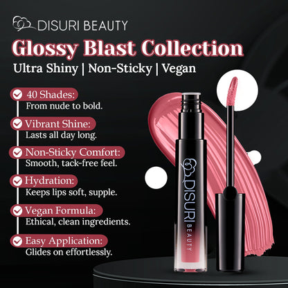 DISURI Beauty Glossy Blast Lip Gloss - Pink Berry Pie