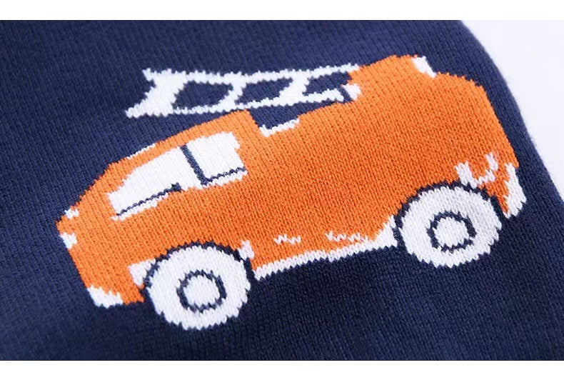 Baby Boy And Girl Various Cartoon Pattern Single Breasted Design V-Neck Cardigan-1