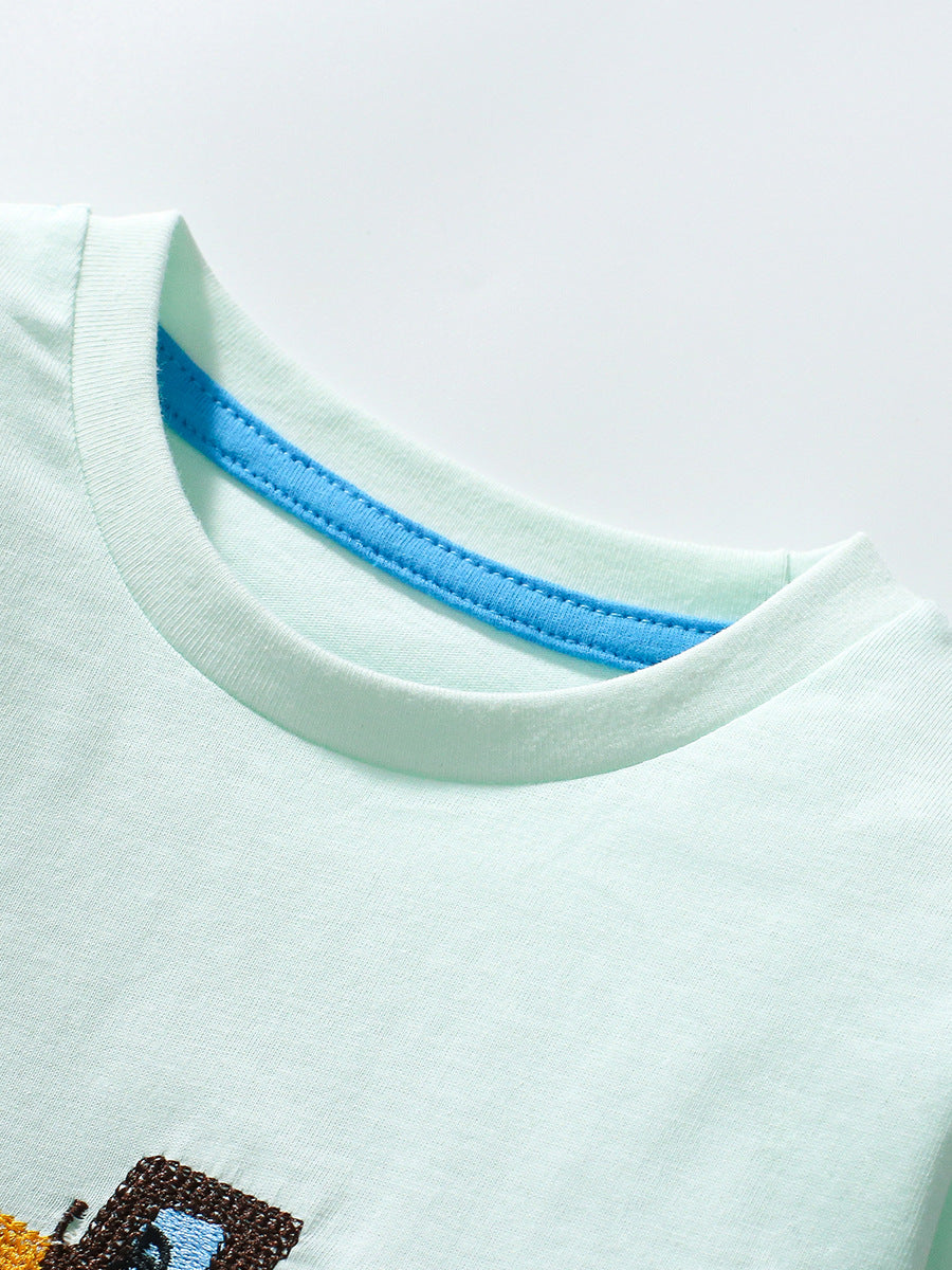 Arrival Autumn Boys’ Animals And Truck Cartoon Pattern Long Sleeves T-Shirt In European And American Style For Summer-2