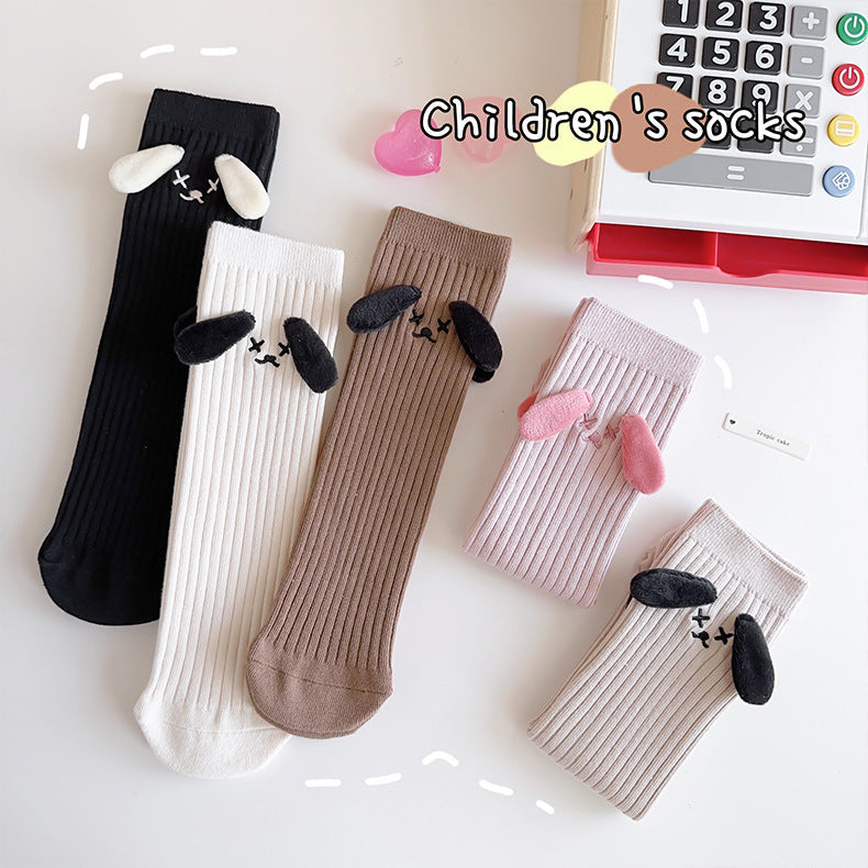 Baby Girls Kids Mommy And Me Dog-Ears Design Comfortable Knee-High Socks-1
