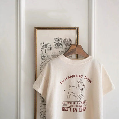 Summer Hot Selling Baby Kids Unisex Short Sleeves Cartoon Puppy Pattern T-shirt-1