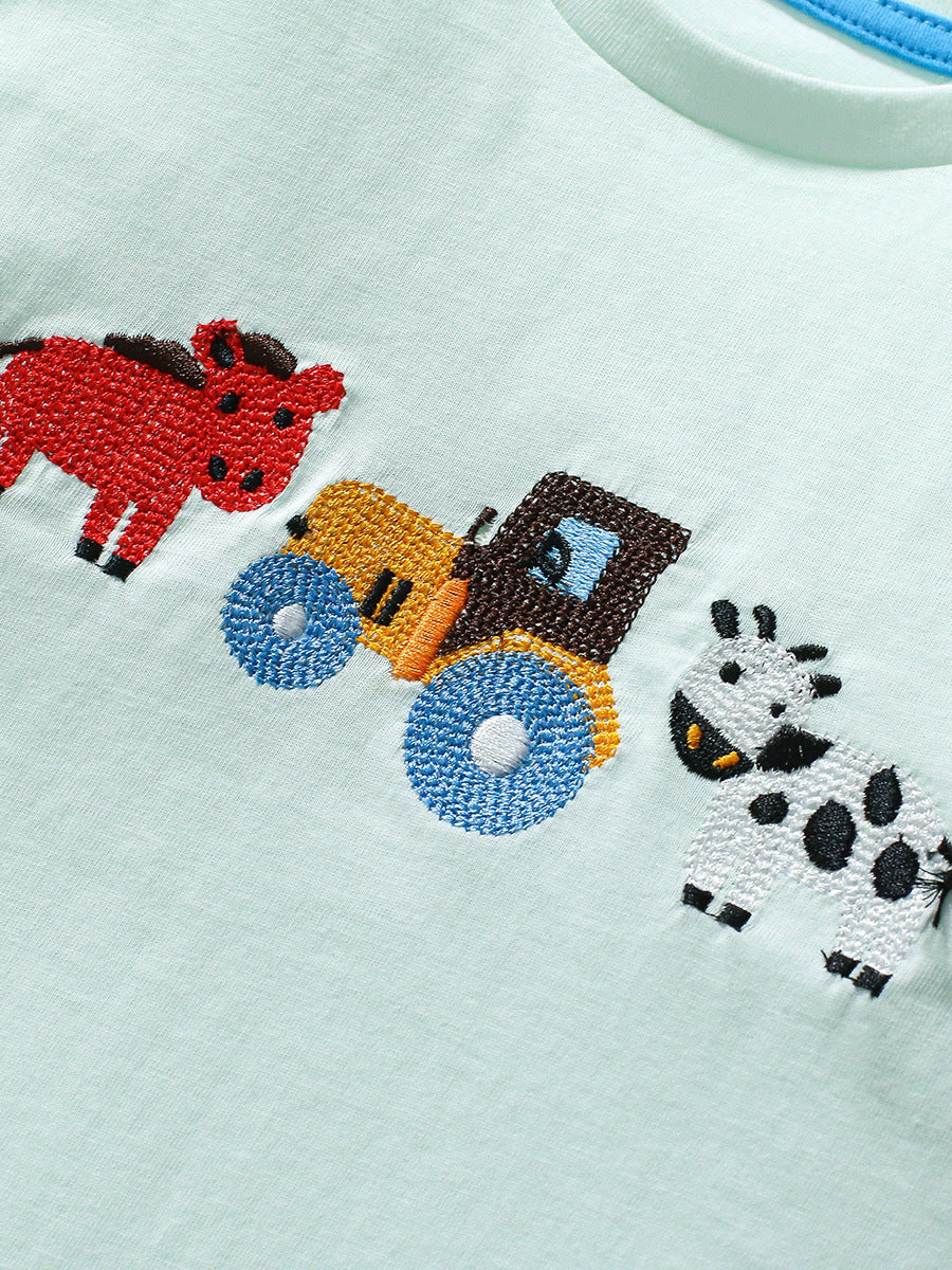Arrival Autumn Boys’ Animals And Truck Cartoon Pattern Long Sleeves T-Shirt In European And American Style For Summer-3