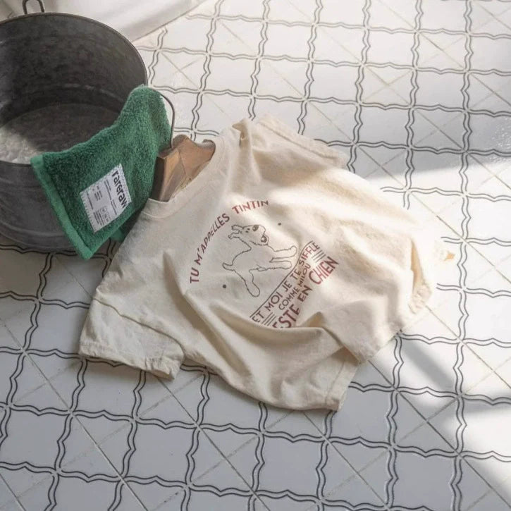 Summer Hot Selling Baby Kids Unisex Short Sleeves Cartoon Puppy Pattern T-shirt-2