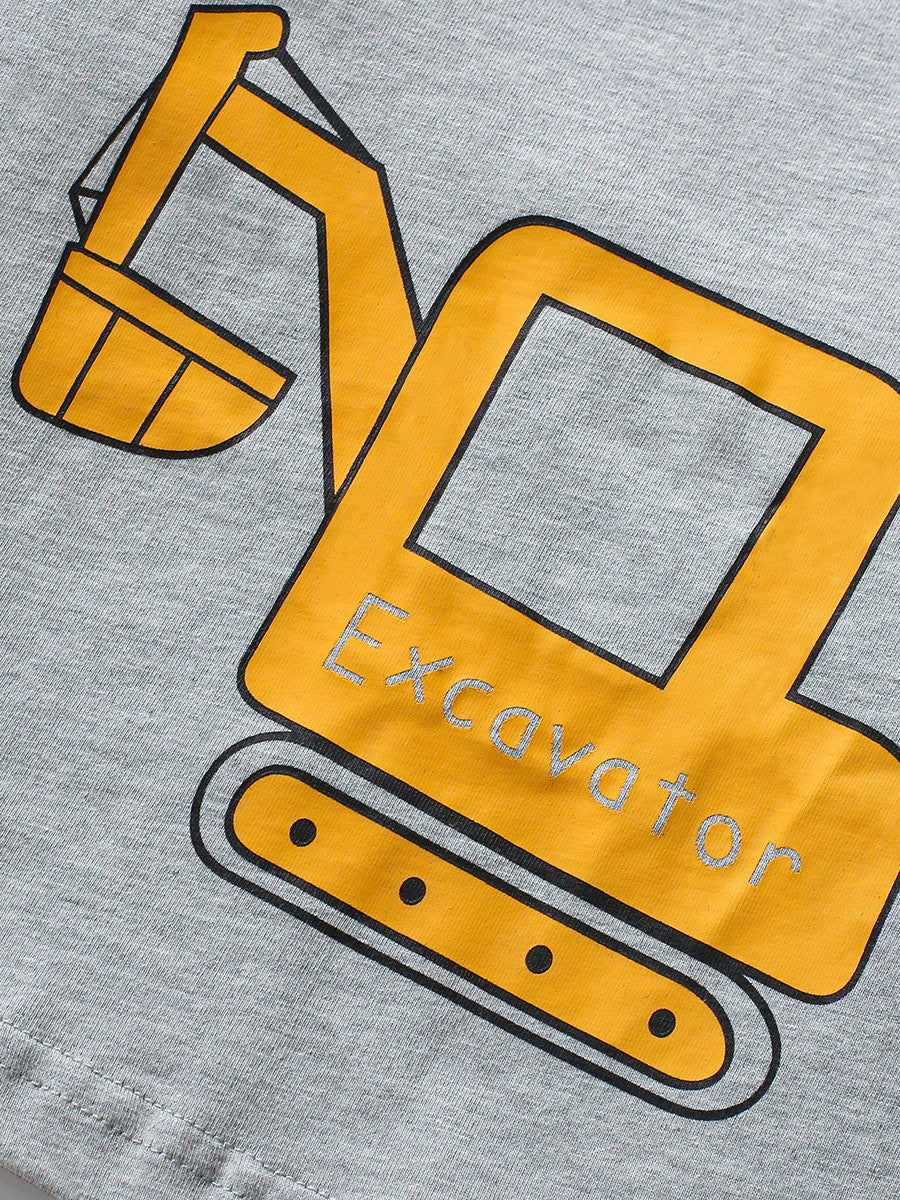 Boys’ Vehicles Cartoon Pattern Short Sleeves T-shirt in European and American Style for Summer-3