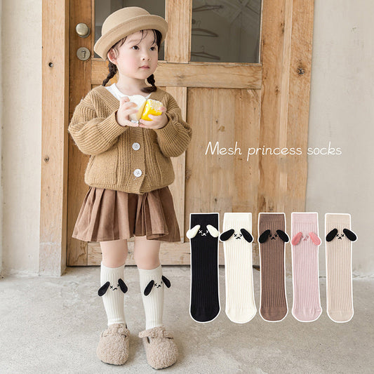 Baby Girls Kids Mommy And Me Dog-Ears Design Comfortable Knee-High Socks-0